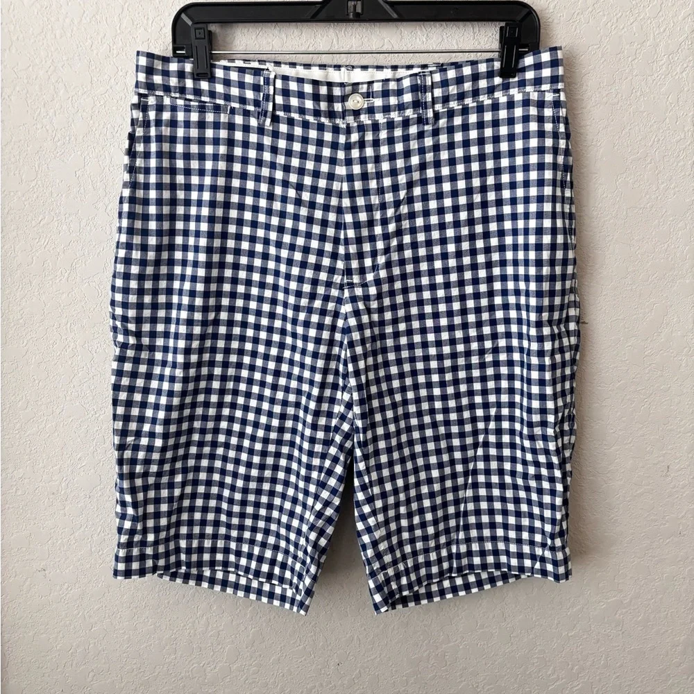 Polo by Ralph Lauren Navy and White Gingham Flat Front Shorts Size 34